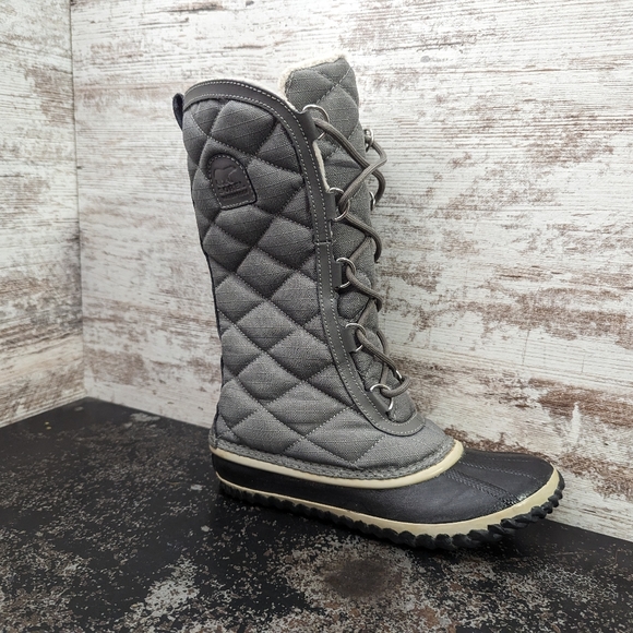 Womens Sorel Out N About Winter Boots Sz 6.5 Used NL2412 052 Quilted Gray Mesh - Picture 7 of 7